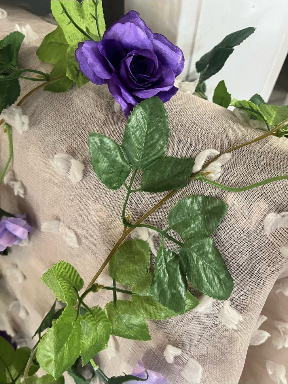 90 inch Artificial Purple Rose Garland - Decorative Purple Floral Vine - Picture 3 of 5